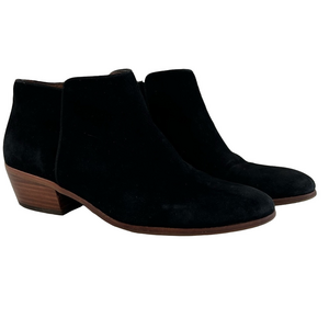 Sam Edelman Booties Women's 9 Black Suede Boots Zipper Closure Round Toe
